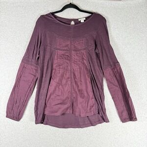 Sundance blouse womens small keyhole pleated maroon purple